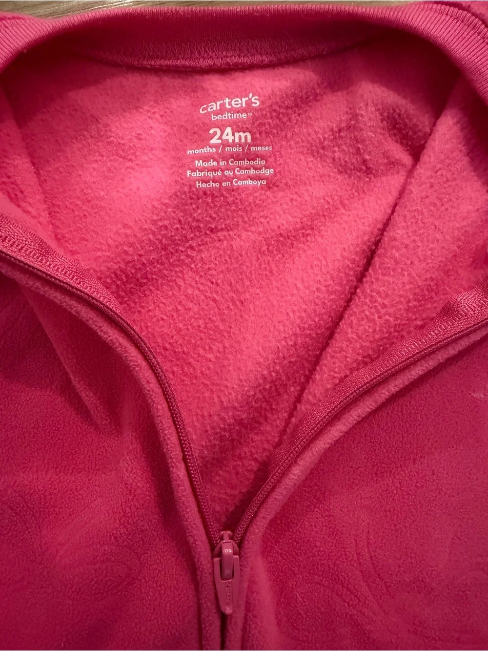 Carter's Hot Pink Fleece Footed One-Piece Pajama